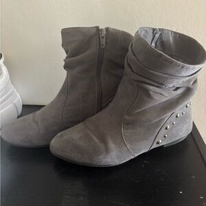 Gray Suede Ankle Boots